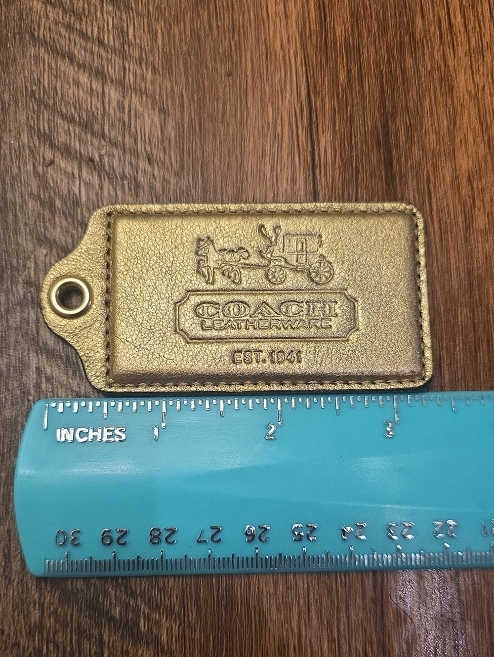 Coach  Authentic Metallic Gold Leather Hangtag